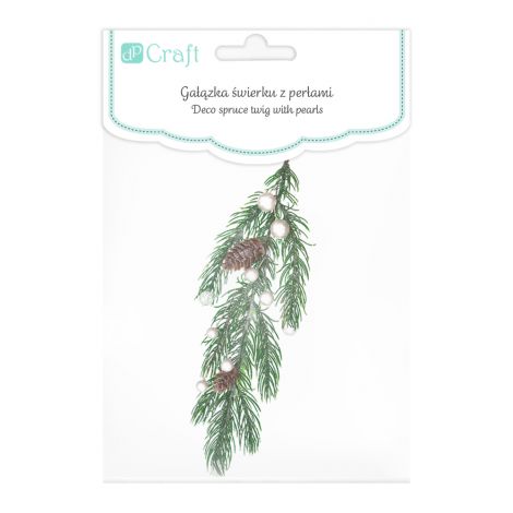 Gałązka Świerku dpCraft z perłami, 25cm - 2